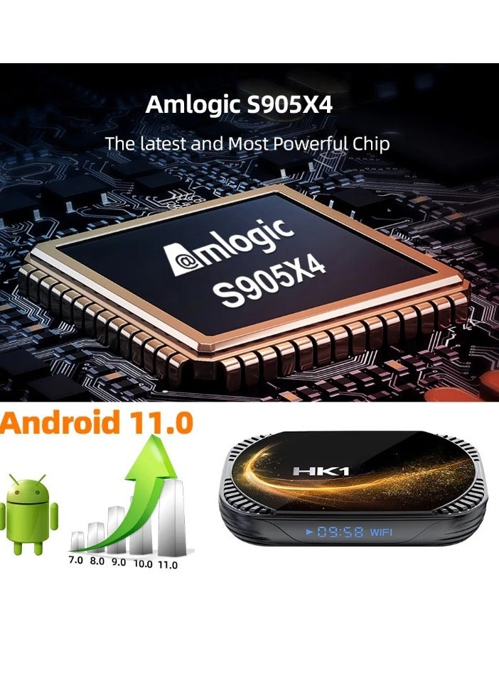 HK1 X4S Smart TV BOX, Fast Speed Quad Core 3D 8K Smart Box, Android 11.0 Powerful Chip Dual WIFI Support Android TV Box, Google Voice Assistant Youtube Media Player, (2GB Plus 16GB) - Image 5