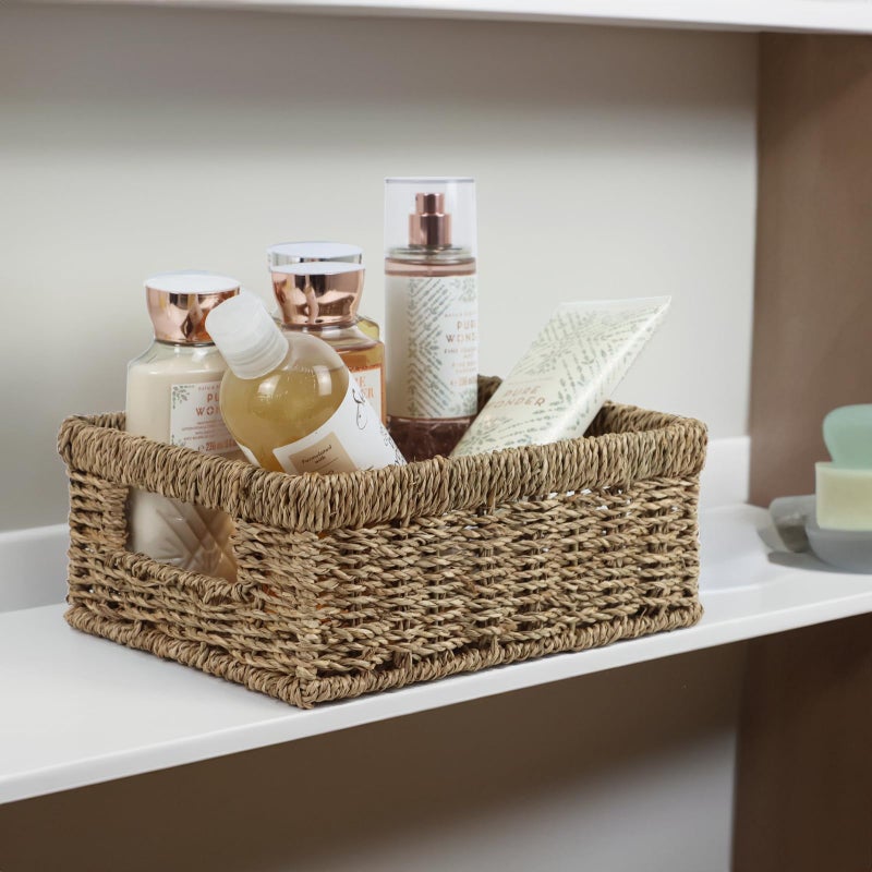 ORDELITE Wicker Baskets, Baskets for Organizing, Rattan Woven Basket for Storage, Organizer Bins with Built-in Handles, Storage Basket for Shelves (Seagrass, Small) - Image 2