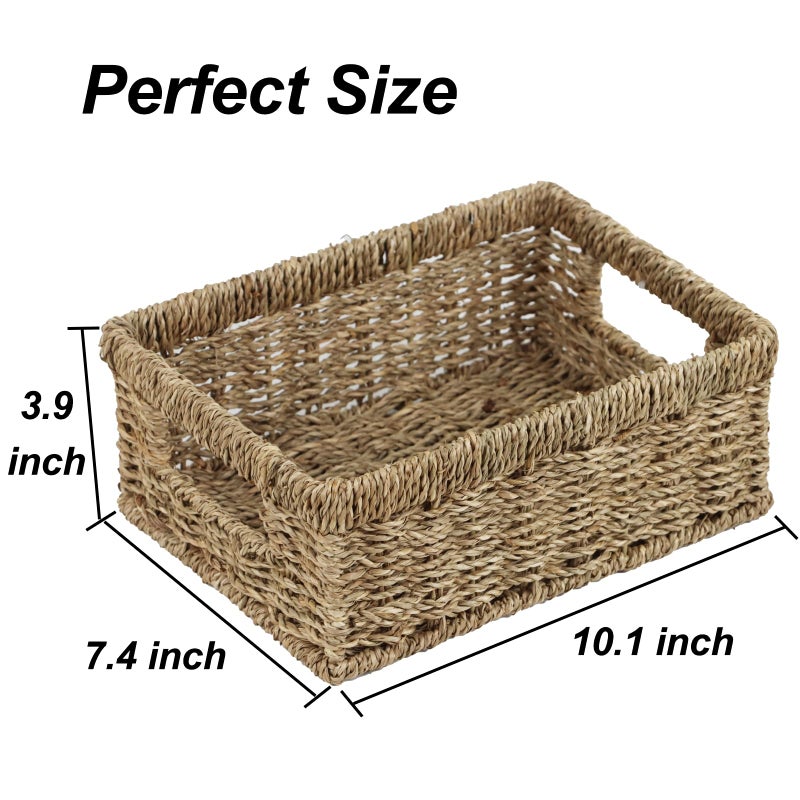 ORDELITE Wicker Baskets, Baskets for Organizing, Rattan Woven Basket for Storage, Organizer Bins with Built-in Handles, Storage Basket for Shelves (Seagrass, Small) - Image 3