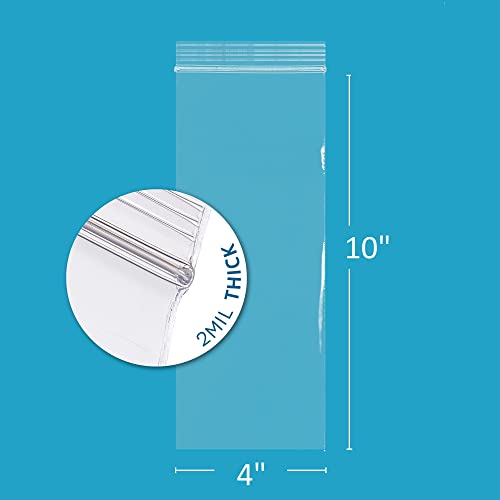 GPI POLY GPI - 4" x 10" Long Zip Bags, 100 Count, 2 Mil, Clear Plastic Reclosable Zipper Poly Baggies, with Resealable Zip Top Lock Seal, for Incense, Medical Supplies, & Snacks - Image 2