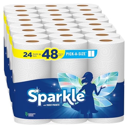 Sparkle PickASize Paper Towels 24 Double Rolls 2640 Sheets Total Strong 2Ply Towels for Kitchen Cleanup and Everyday Messes - Image 2