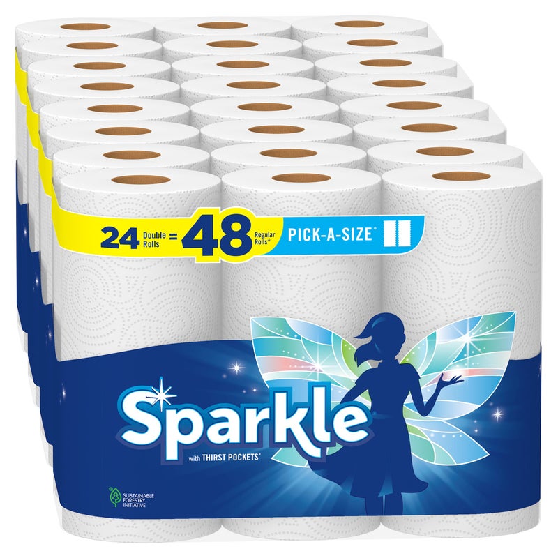 Sparkle PickASize Paper Towels 24 Double Rolls 2640 Sheets Total Strong 2Ply Towels for Kitchen Cleanup and Everyday Messes - Image 3