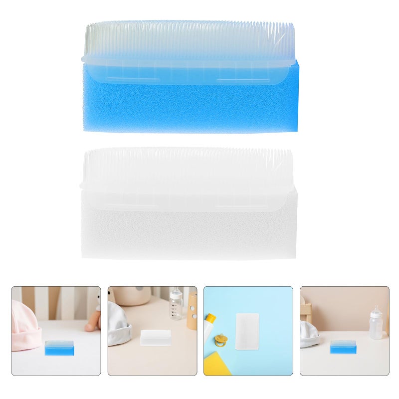 2Pcs Portable Sensory Bath Brush for Newborns Soft Sponge Bristle Cleaning Massage Tool Blue and White - Image 5