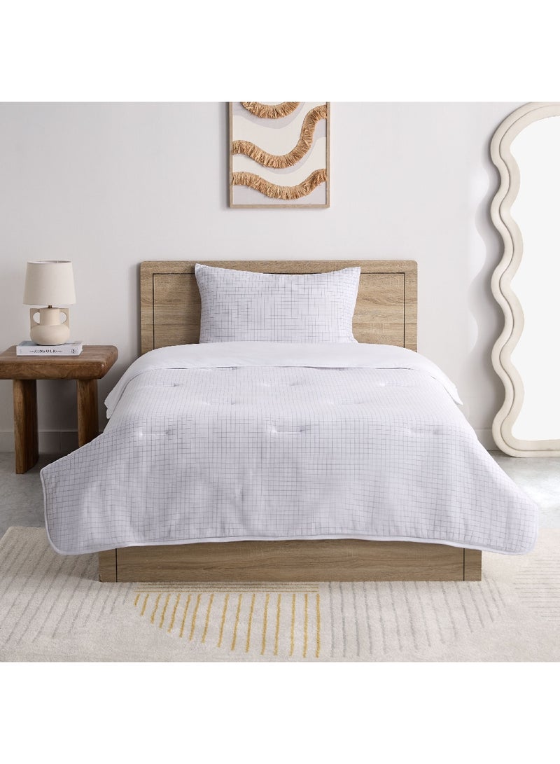 Home Box Ferum 2-Piece Stripe Microfiber Jersey Twin Comforter Set 220 x 160 cm  - Image 3