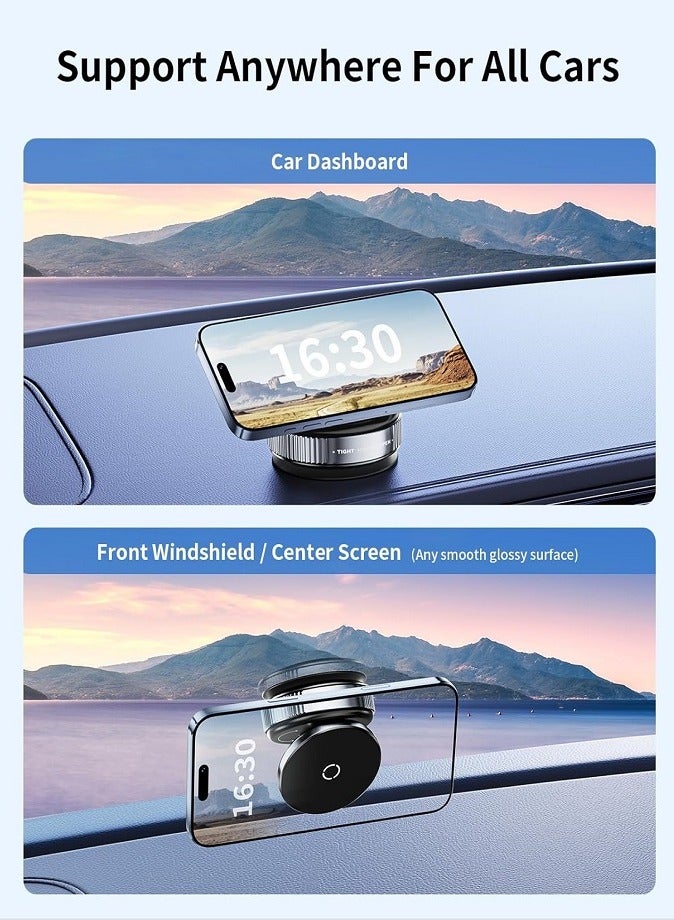 LIVVY Vacuum Magnetic Phone Holder for Car, MagSafe Compatible Suction Cup Mount with Strong N52 Magnets, 360° Adjustable Foldable Phone Stand, Universal Car Mount for iPhone & All Smartphones - Image 4