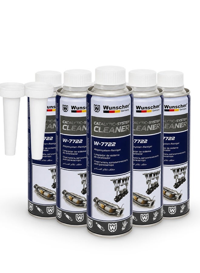 Wunscher 5 pcs Wunscher Catalytic System Cleaner W-7722 300ML, Catalytic Converter & Exhaust System Cleaner for Petrol and Diesel Engines, Carbon & Soot Deposit Cleaner, DPF System Care Fuel Additive - Image 1