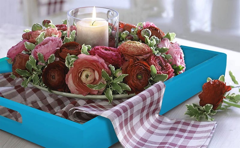 PAPER PLANE DESIGN Wooden Serving Tray for Serving Table Decoration 12 inch x 12 inch Mint Green C - Image 4