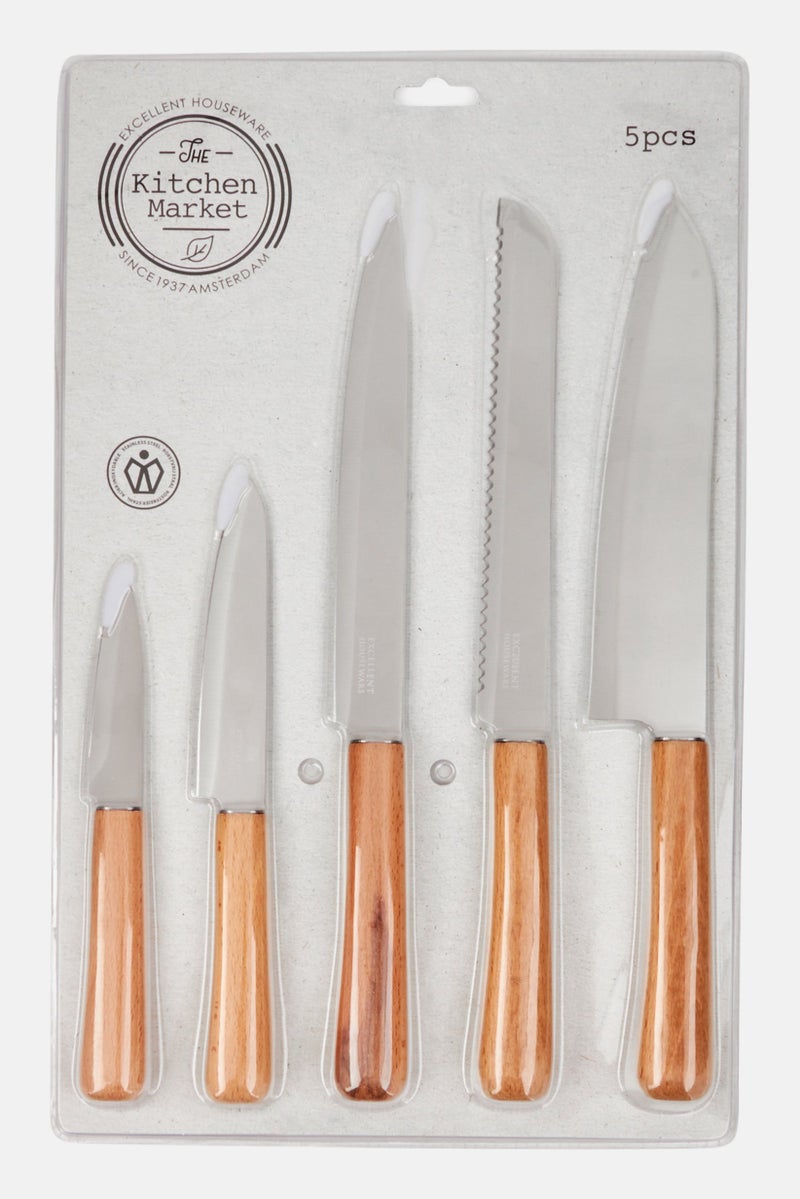 Chefs Knife Set 5 Pieces, Tan Combo