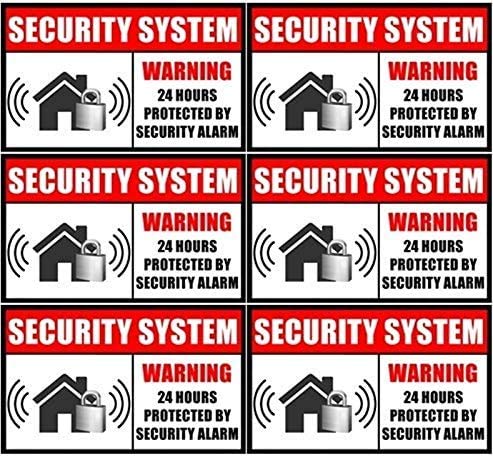 Rockmount Electronics Outdoor/Indoor (6 Pack) 3.54" X 2.24" Home Business Security Burglar Alarm System Window Door Warning Alert Back Self Adhesive Vinyl Sticker Decals - Image 1