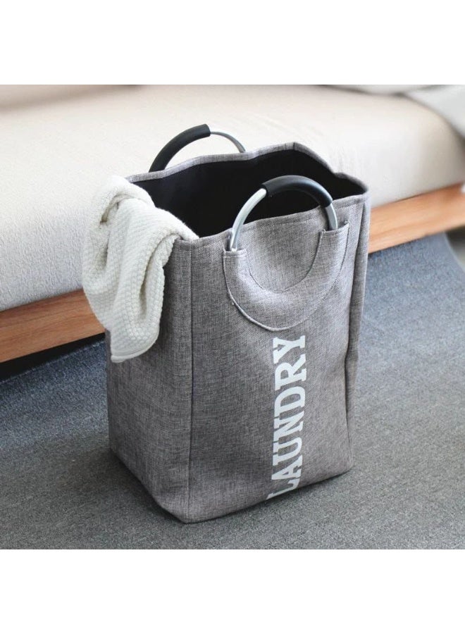 Heavy Linen Laundry Basket with Metal Handles – Padded, Foldable, and Decorative for Bathroom or Bedroom(Rg) - Image 4