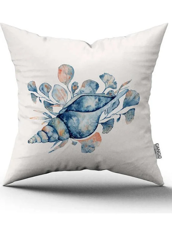 Cango Home Double Sided Blue Orange Marine Patterned Digital Printed Throw Pillow Cover CGH1156