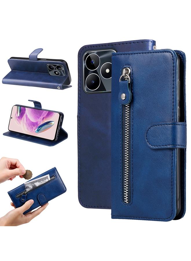 اس-توب جراب هاتف Realme C53 / Narzo N53 بتصميم أنيق من جلد العجل وسحاب - Image 1