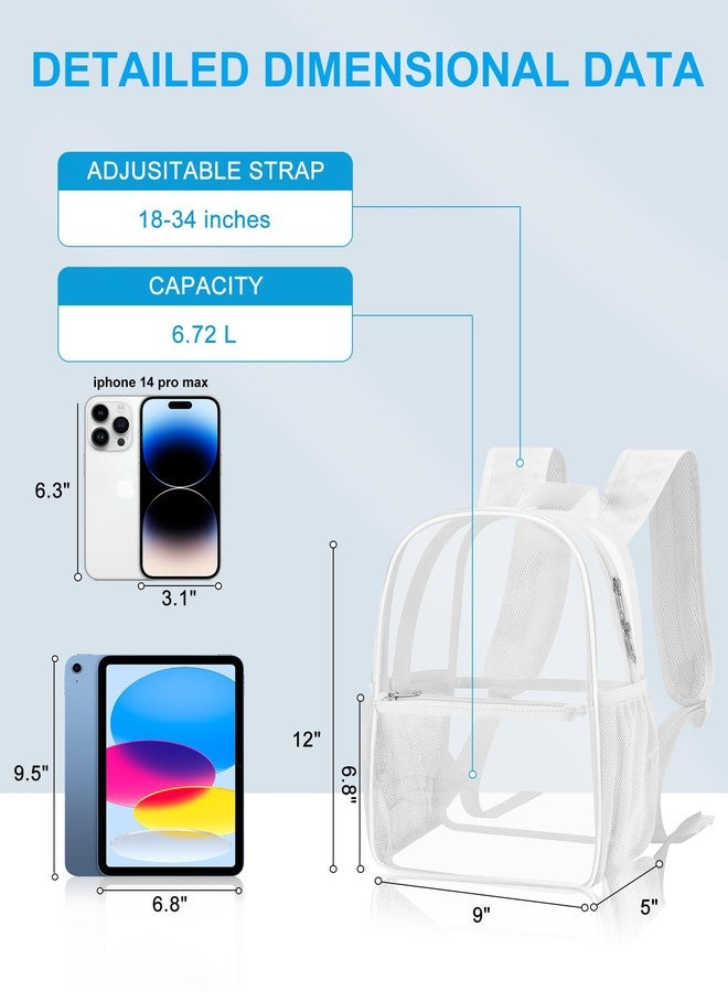 Paxiland Clear Backpack Stadium Approved, Size 12x9x4 Small Clear Bag for Stadium Events with Front Pocket, See Through Backpack for Sport Events Concert, White - Image 2