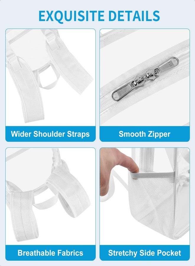 Paxiland Clear Backpack Stadium Approved, Size 12x9x4 Small Clear Bag for Stadium Events with Front Pocket, See Through Backpack for Sport Events Concert, White - Image 5