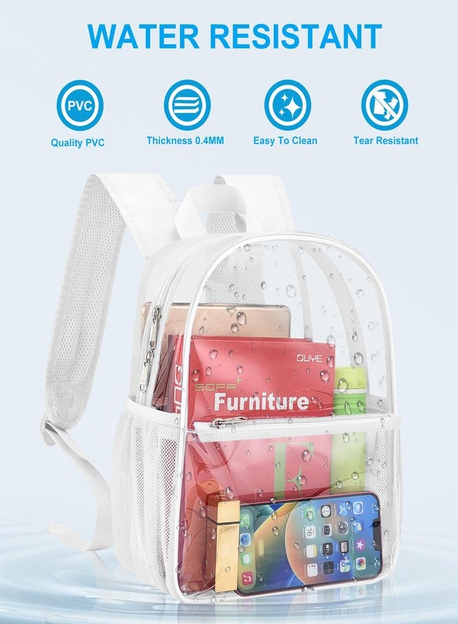 Paxiland Clear Backpack Stadium Approved, Size 12x9x4 Small Clear Bag for Stadium Events with Front Pocket, See Through Backpack for Sport Events Concert, White - Image 3