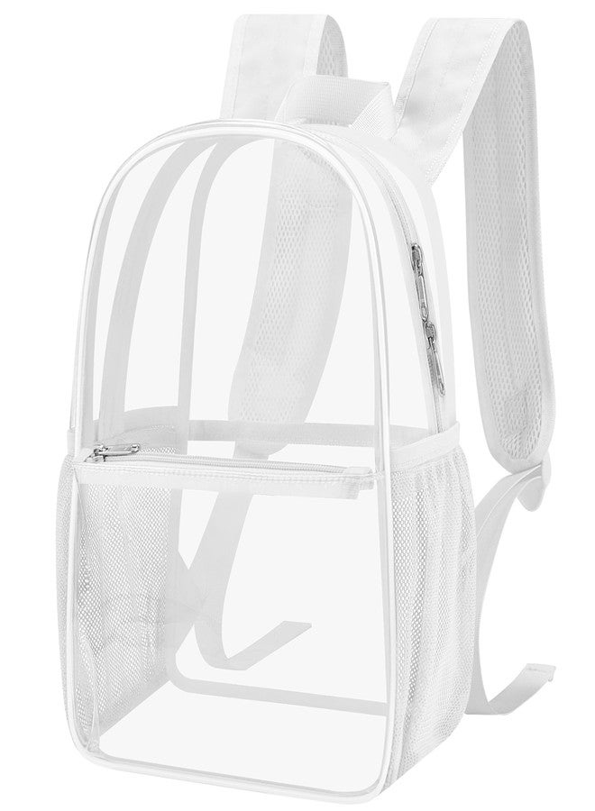 Paxiland Clear Backpack Stadium Approved, Size 12x9x4 Small Clear Bag for Stadium Events with Front Pocket, See Through Backpack for Sport Events Concert, White - Image 1