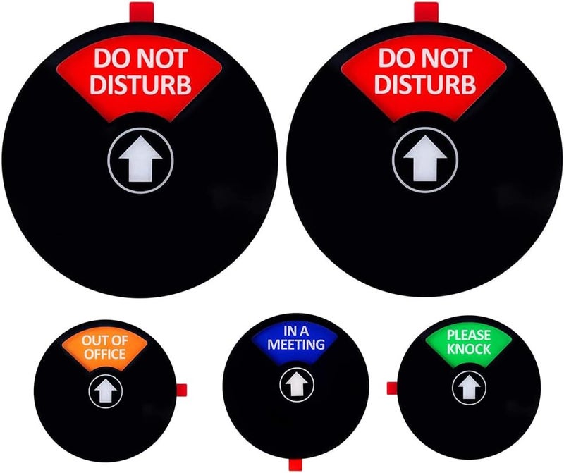Kichwit Privacy Sign for Office Door, Do Not Disturb, Out of Office, Please Knock, in a Meeting, Conference Sign for Offices (Black, 2 Pack) - Image 1