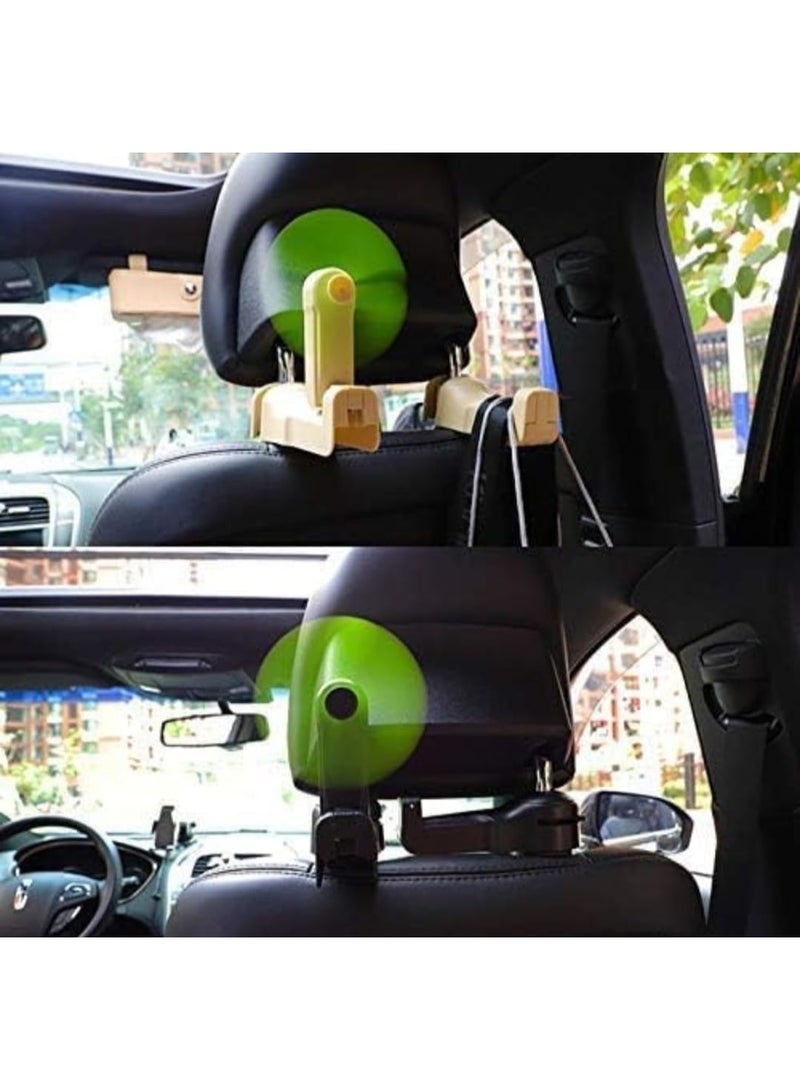 2 in 1 Car Headrest Hook with USB Fan for Rear Seat Comfort Multipurpose Vehicle Hook Hanger Organizer with Strong Clip Design to Hold Bags and Cool Passengers While Driving – Black - Image 1