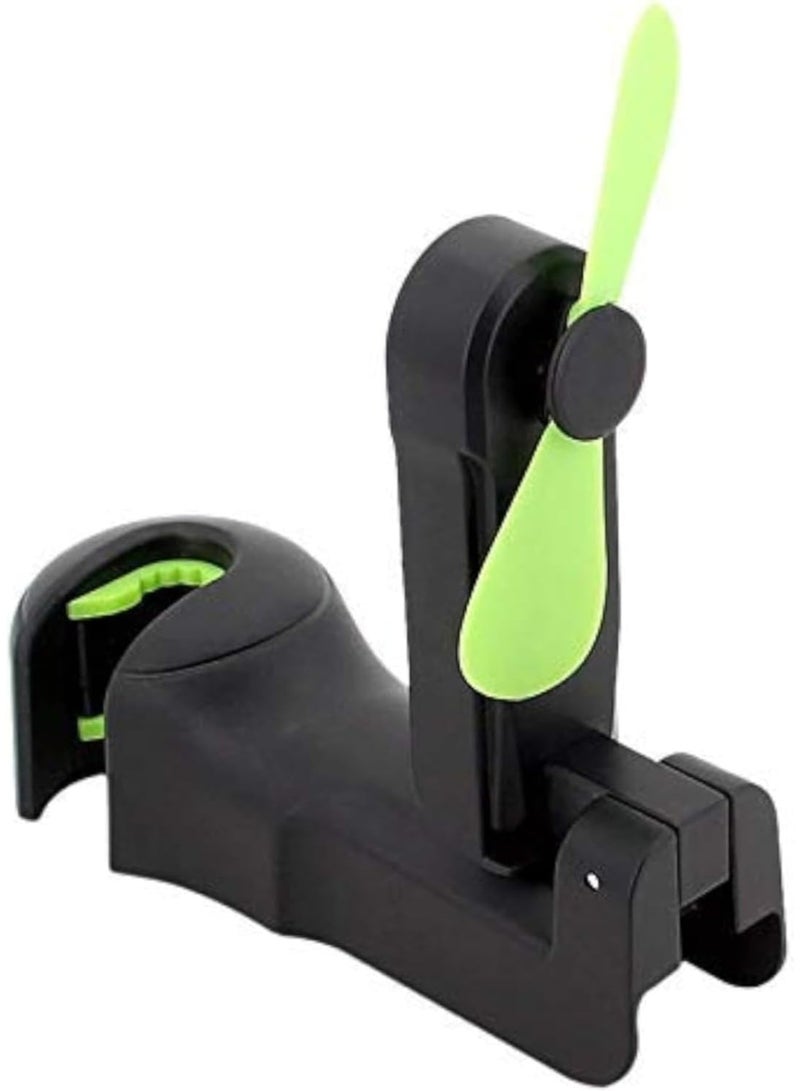 2 in 1 Car Headrest Hook with USB Fan for Rear Seat Comfort Multipurpose Vehicle Hook Hanger Organizer with Strong Clip Design to Hold Bags and Cool Passengers While Driving – Black - Image 2