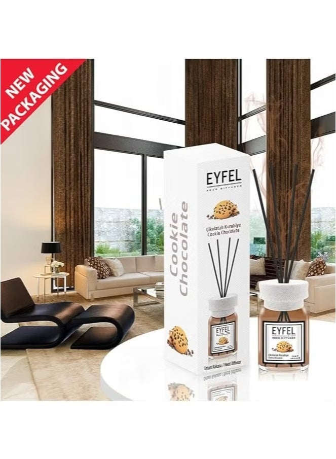 EYFEL Cookie Chocoloate Reed Diffuser Set – 120ML Premium Long-Lasting Fragrance with Elegant Diffuser Sticks for Bathrooms, Living Spaces, Offices, Shops & Showrooms  - Image 2