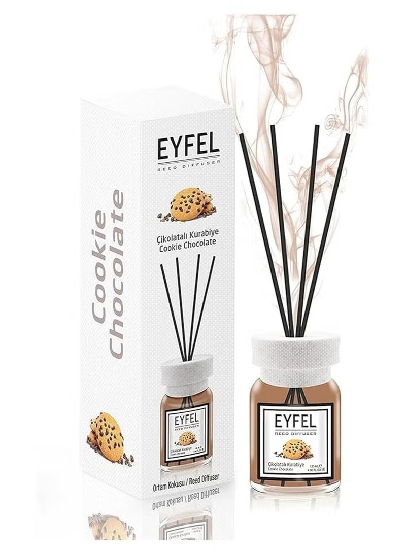 EYFEL Cookie Chocoloate Reed Diffuser Set – 120ML Premium Long-Lasting Fragrance with Elegant Diffuser Sticks for Bathrooms, Living Spaces, Offices, Shops & Showrooms  - Image 1