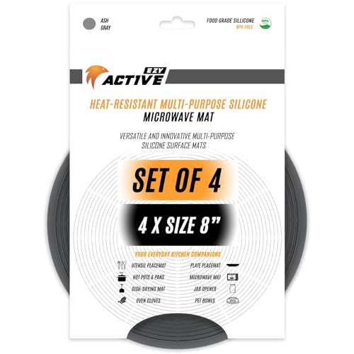 EZY ACTIVE EZY ACTIVE Multi Use Silicone Mat Microwave Trivet, Bowl Holder, Hot Pot Holder Set of 4 Grey Size 8 in  - Image 2