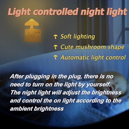 ESUPPORT Mushroom-Shaped Energy Saving Sensor LED Night Light with Plug Yellow(Average Life Expectancy 50000h) - Image 3