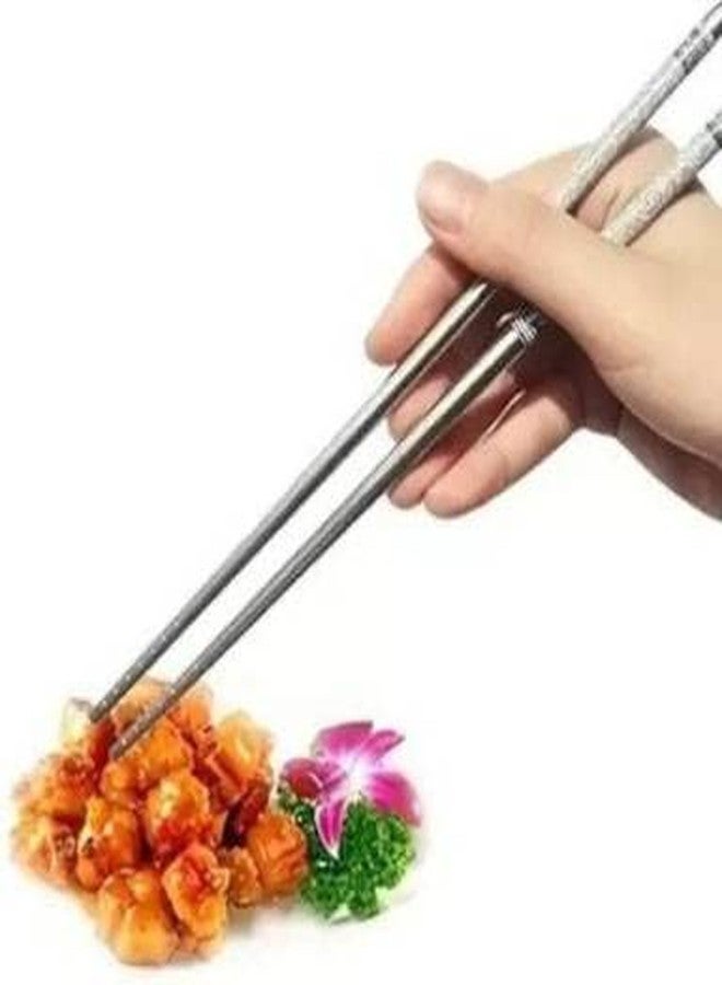Bekner Eating, Training, Decorative Stainless Steel Korean, Vietnamese Chopstick (Silver Pack of 10) - Image 2