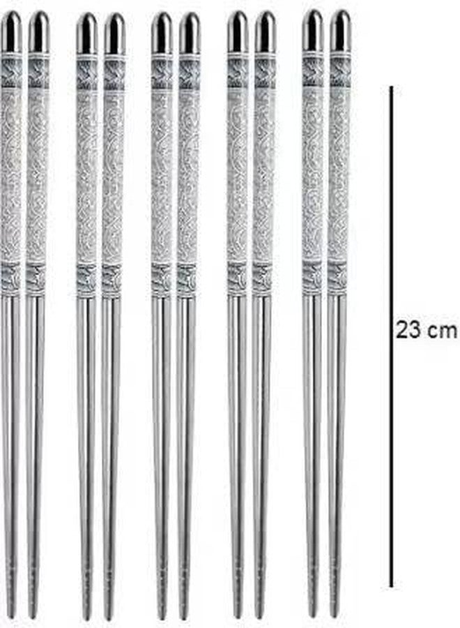 Bekner Eating, Training, Decorative Stainless Steel Korean, Vietnamese Chopstick (Silver Pack of 10) - Image 3