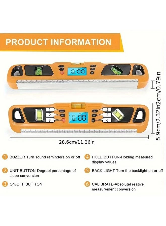 Yellow Digital Angle Finder LED Display Magnetic Base 360 Degree Rotation - Image 5