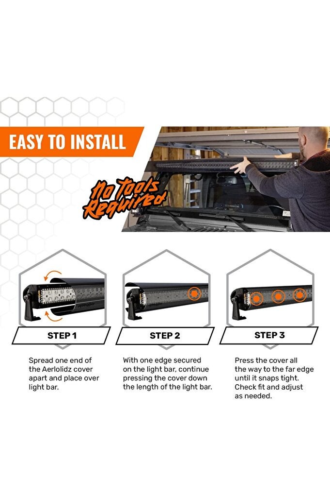 ريحني غطاء شريط الضوء من Aerolids لإزالة ضوضاء الرياح، 50"-52"، شفاف، صفين - Image 4