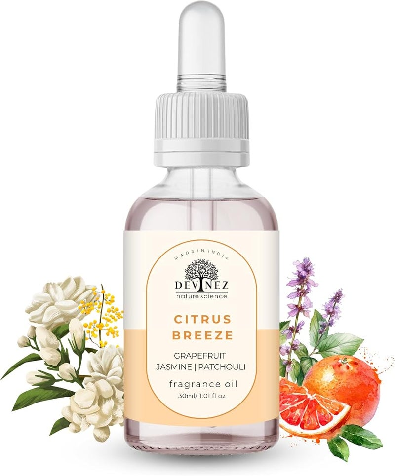 Devinez Citrus Breeze Fragrance Oil - (30ml), for Aromatherapy, Diffusers, DIY Candles, Air Fresheners, DIY soap-Making (IFRA Certifed) - Image 1