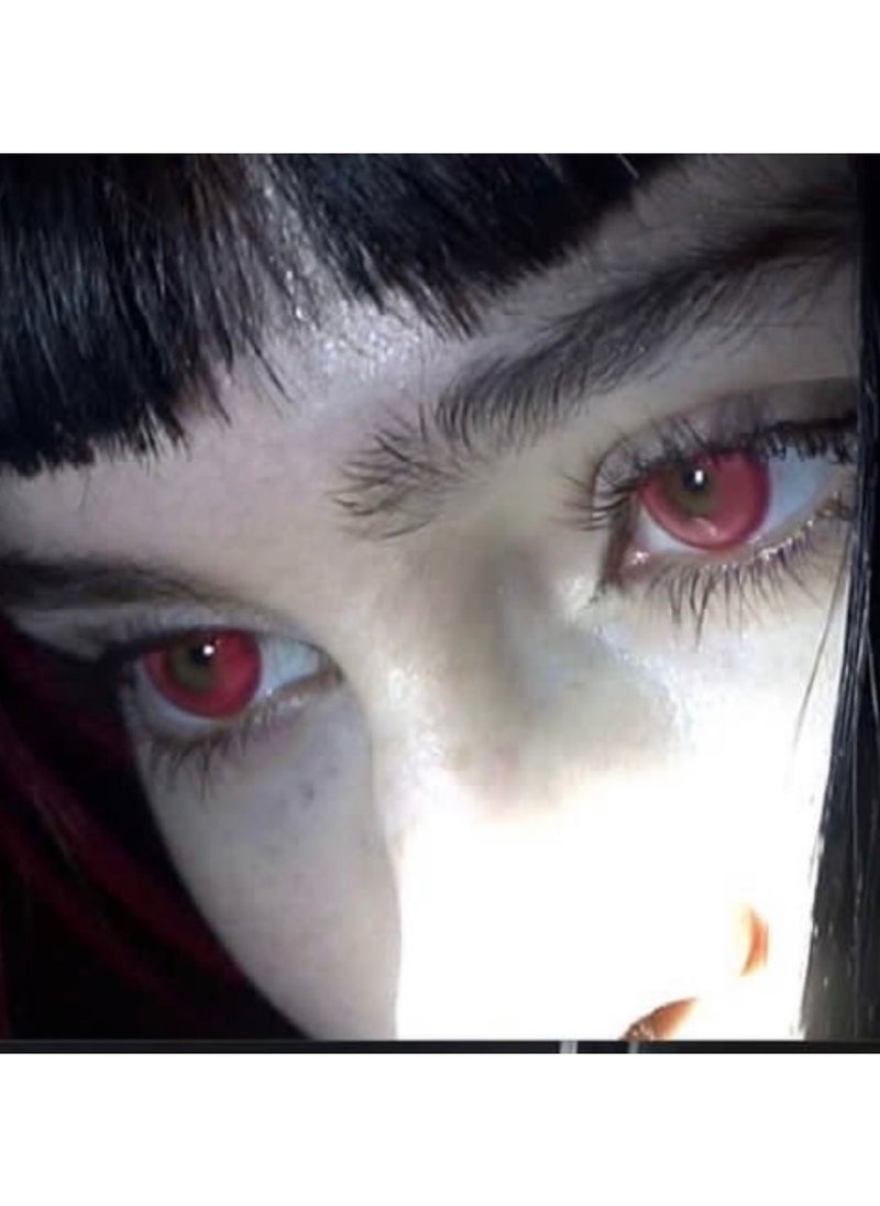 Unibling - Magic Pop Red Kakegurui Jabami Yumeko Yearly Colored Contact Lenses, Unisex Cosmetic Cosplay Contact Lenses, Enlargement Collection, Light Red, With Case - Image 1