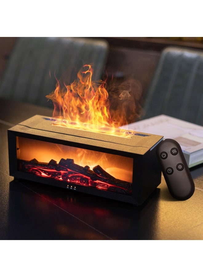 فيريكس مرطب هواء على شكل مدفأة، موزع زيوت عطرية بالموجات فوق الصوتية مع مصباح LED بسبعة ألوان، مؤقت، تأثير محاكاة اللهب، صانع ضباب عطري فائق الهدوء للمنزل وغرفة النوم والمكتب واليوغا (أسود) - Image 1