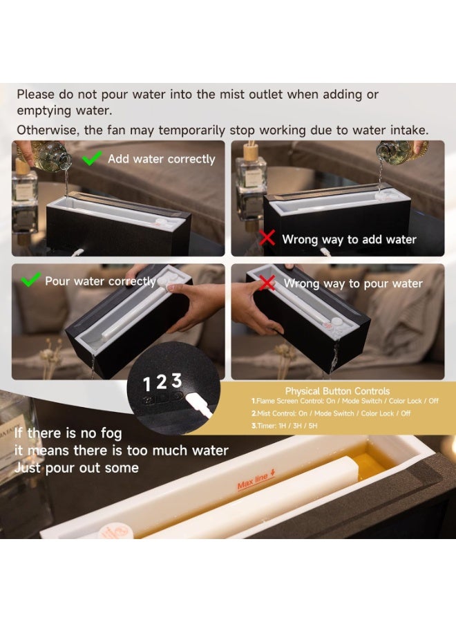 فيريكس مرطب هواء على شكل مدفأة، موزع زيوت عطرية بالموجات فوق الصوتية مع مصباح LED بسبعة ألوان، مؤقت، تأثير محاكاة اللهب، صانع ضباب عطري فائق الهدوء للمنزل وغرفة النوم والمكتب واليوغا (أسود) - Image 5