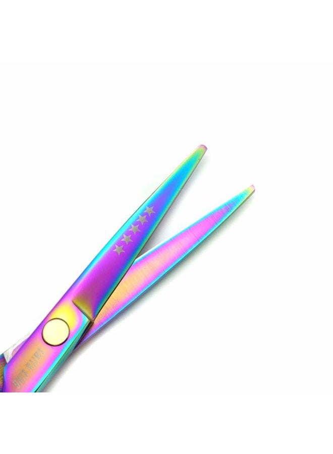 Smithking 5.5 Inches Hair Cutting Scissors Set with Razor Combs Lether Scissors Case,Hair Cutting Shears Hair Thinning Shears for Personal and Professional (Raibow) - Image 5