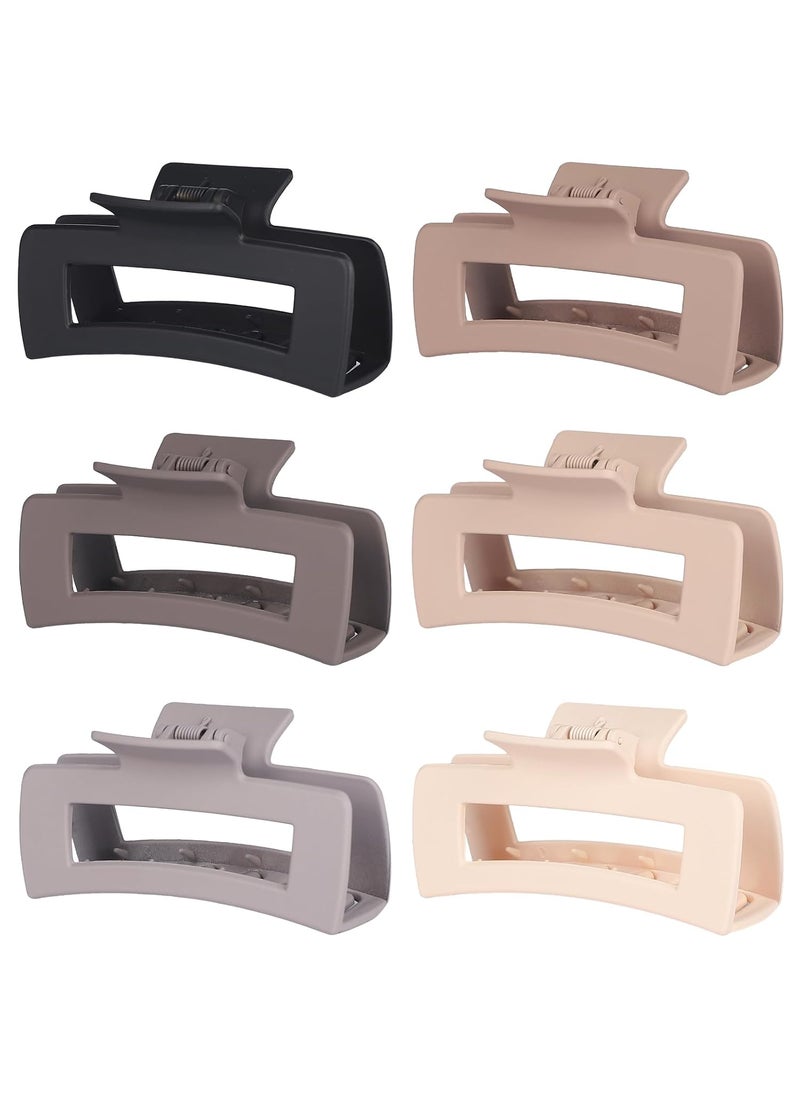 Sisiaipu - 4 Inch Big Hair Claw Clips 6 Pcs Large Claw Clips for Thick Hair Square Hair Clips for Women Rectangle Hair Clips Banana Jaw Clips Hair Accessories for Girls  Chocolate - Image 1