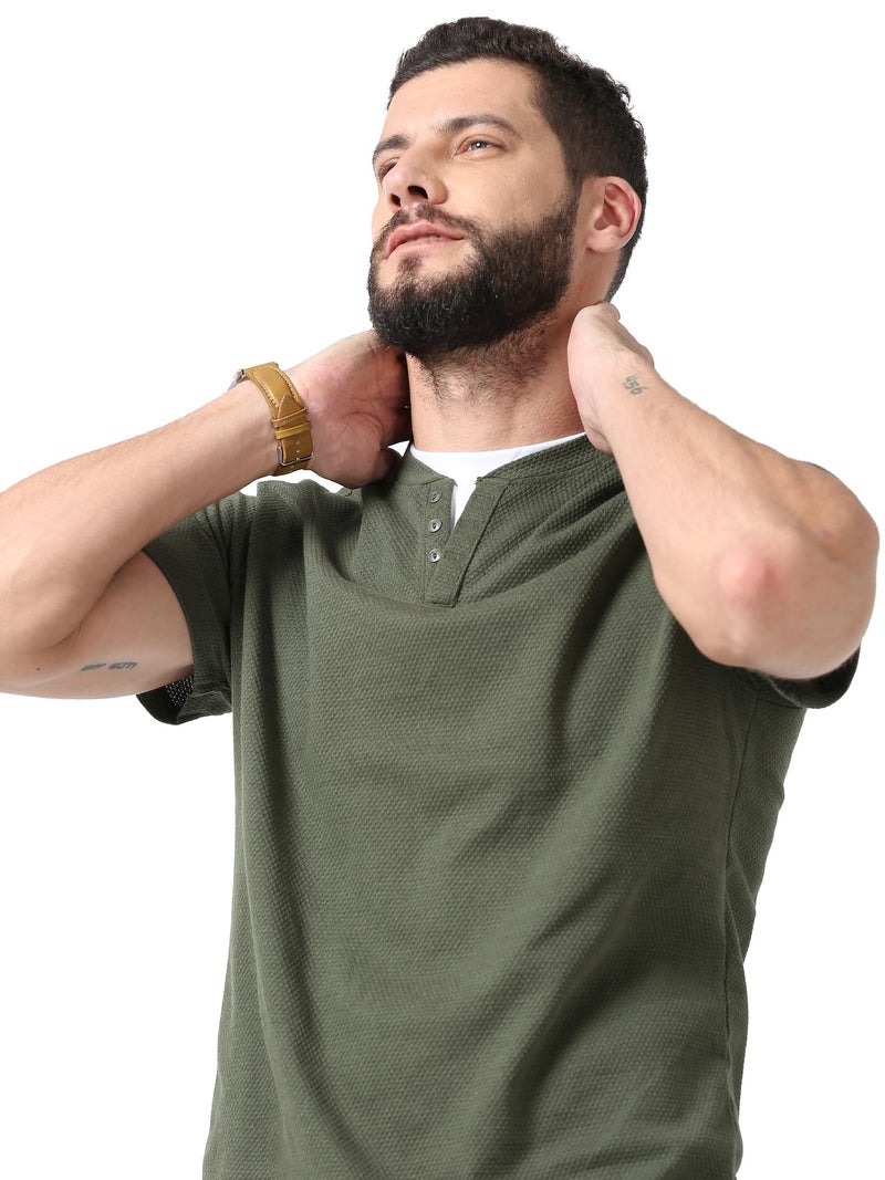 fanideaz Branded Premium Men's Half Sleeve Popcorn Regular Fit Tshirt_Olive_2Xl - Image 4