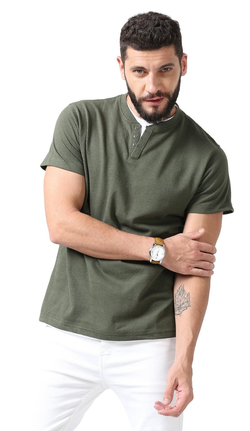 fanideaz Branded Premium Men's Half Sleeve Popcorn Regular Fit Tshirt_Olive_2Xl - Image 1