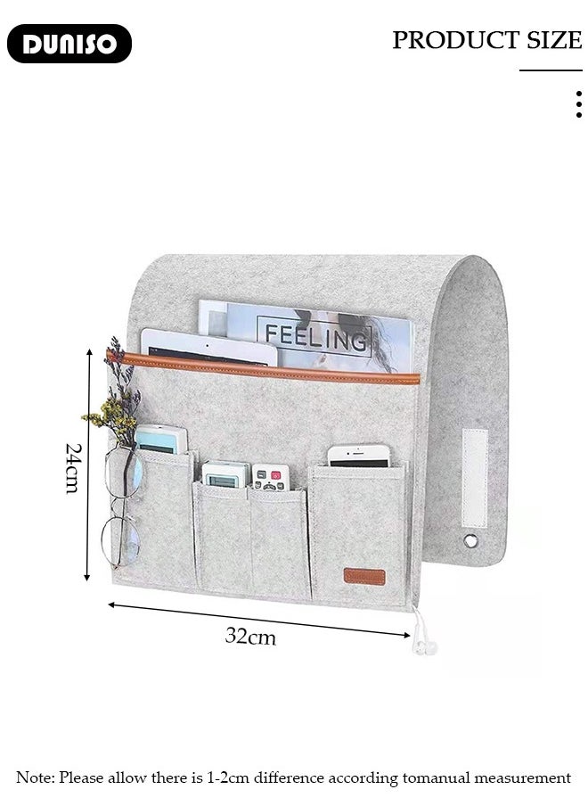 DUNISO Sofa Armrest Organizer with Cup Holder Tray Chair Arm TV Remote Holder for Recliner Couch Armchair Caddy Bedside Storage Pockets Bag for Cellphone Tablet Book Magazines Drinks Holder Pouch  - Image 4