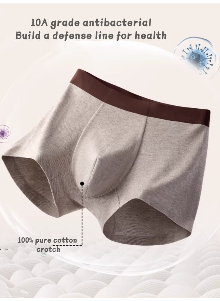 الرجال 10A الصف المضادة للبكتيريا النقية القطن التنفس الرياضة الملاكمة ملابس، 3 حزمة مزيجات الألوان: ضوء الرمادي المتعثر + الوردي الغبار + الرمادي المتعثر الداكن - Image 4