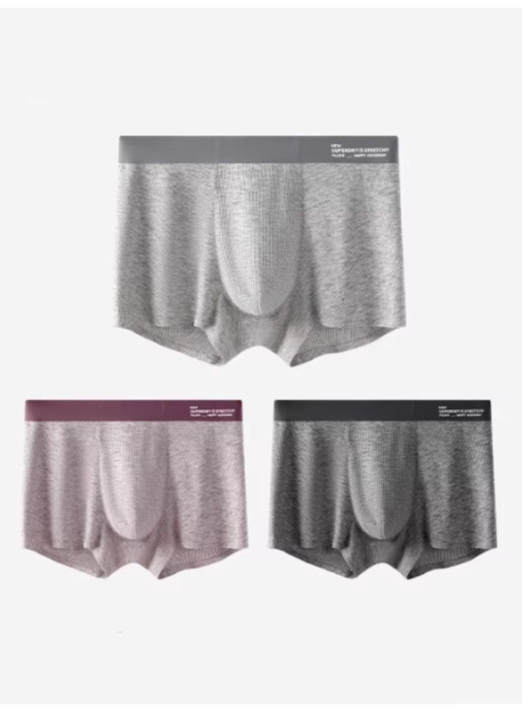 الرجال 10A الصف المضادة للبكتيريا النقية القطن التنفس الرياضة الملاكمة ملابس، 3 حزمة مزيجات الألوان: ضوء الرمادي المتعثر + الوردي الغبار + الرمادي المتعثر الداكن - Image 1