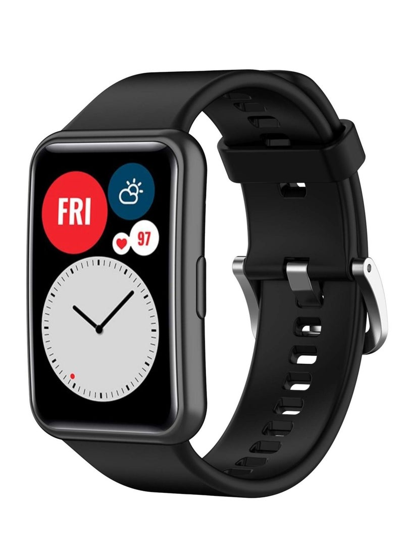 Huawei Watch Fit Replacement Wrist Band - Replacement Silicone Wrist Watch Band Strap for Huawei Watch Fit Black - Image 4