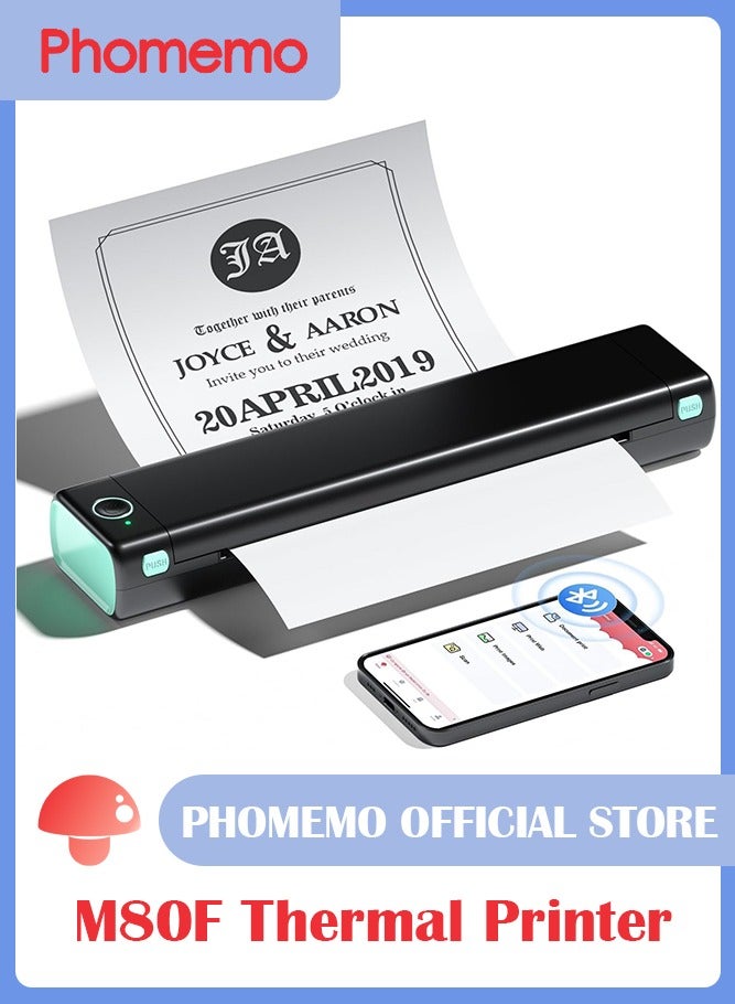 فوميمو طابعة حرارية محمولة M08F A4، تدعم ورق A4 الحراري مقاس 8.26 × 11.69 بوصة، طابعات سفر لاسلكية محمولة للسيارة والمكتب، طابعة بلوتوث متوافقة مع الهاتف والكمبيوتر الشخصي - Image 1