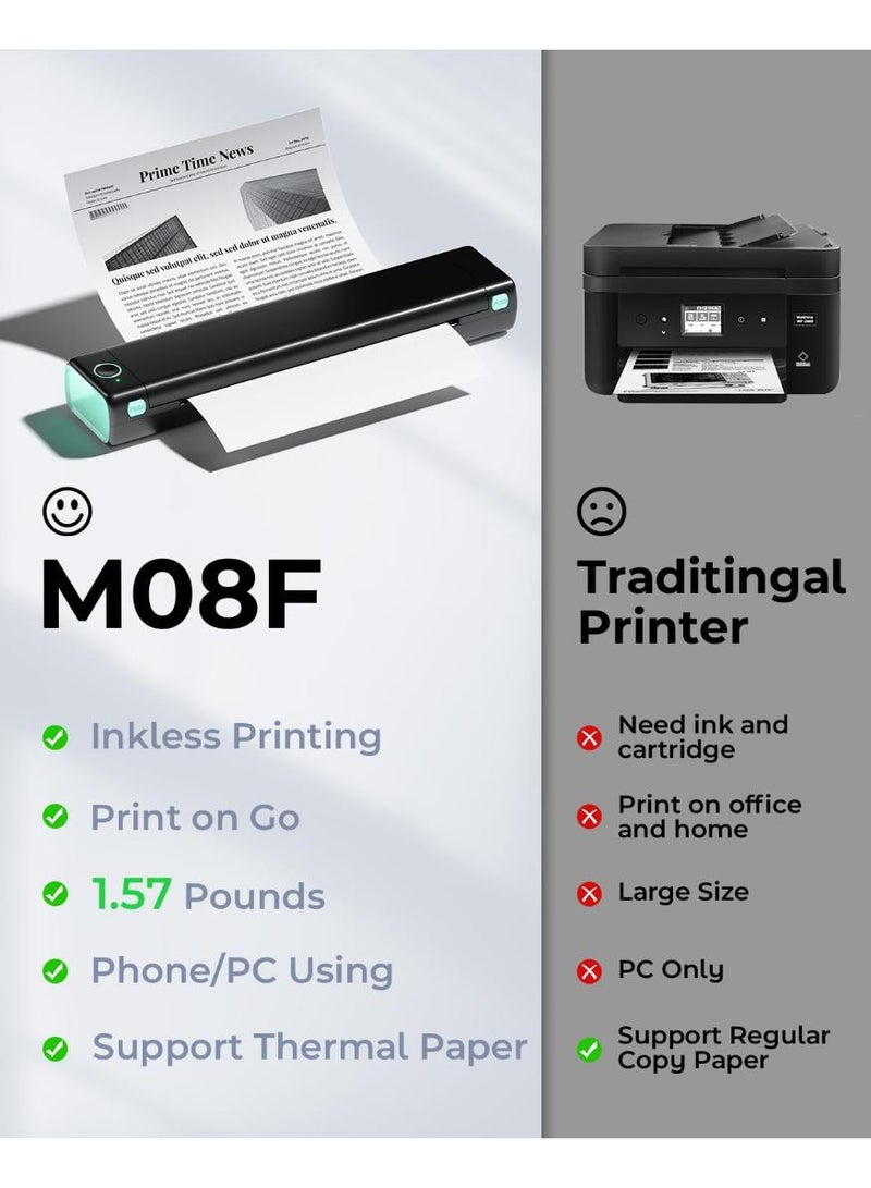 فوميمو طابعة حرارية محمولة M08F A4، تدعم ورق A4 الحراري مقاس 8.26 × 11.69 بوصة، طابعات سفر لاسلكية محمولة للسيارة والمكتب، طابعة بلوتوث متوافقة مع الهاتف والكمبيوتر الشخصي - Image 5