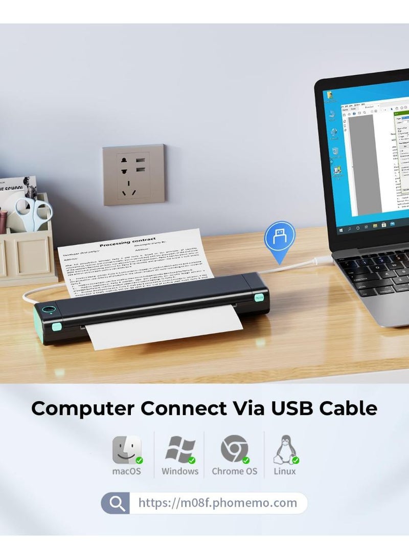 فوميمو طابعة حرارية محمولة M08F A4، تدعم ورق A4 الحراري مقاس 8.26 × 11.69 بوصة، طابعات سفر لاسلكية محمولة للسيارة والمكتب، طابعة بلوتوث متوافقة مع الهاتف والكمبيوتر الشخصي - Image 4