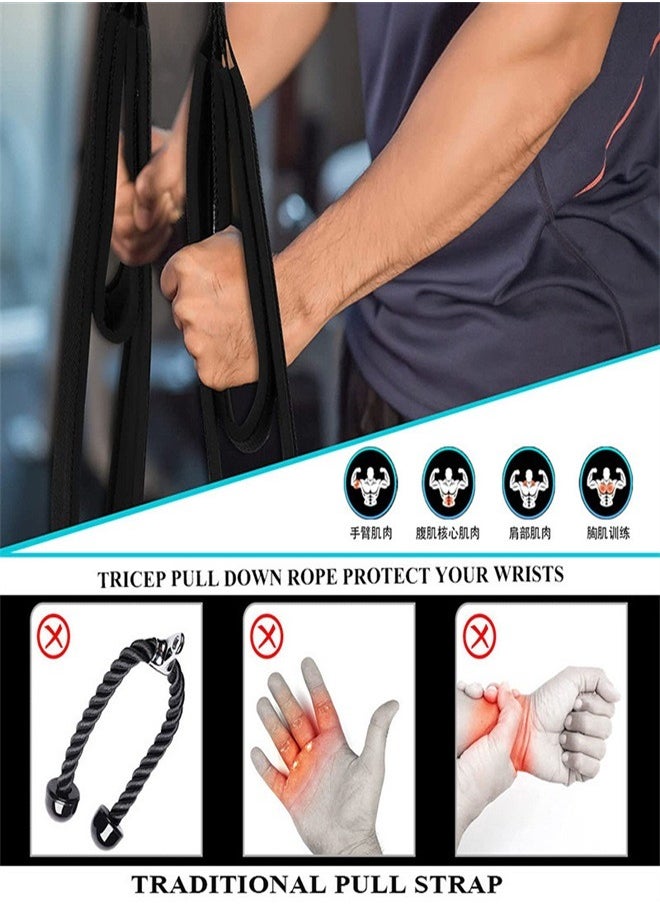 Generic - Tricep Rope Cable Attachment Two Lengths Built in One Pull Down Rope Triceps Extension Straps Gym Equipment Home Workout Handles for Resistance Bands - Image 1