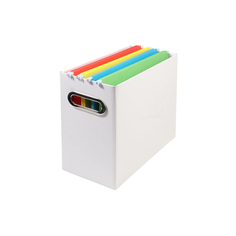 Tcbelosion Collapsible File Organizer Box with Handle, Filing Organizer for Home or Office, Small Portable File Box(1 Pack, White) - Image 1