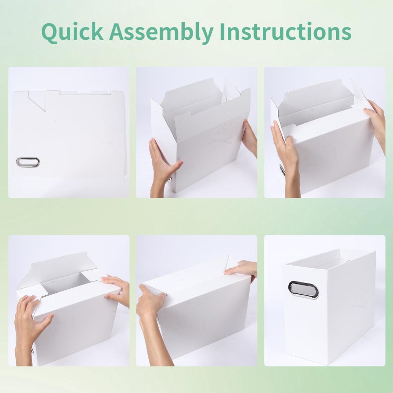 Tcbelosion Collapsible File Organizer Box with Handle, Filing Organizer for Home or Office, Small Portable File Box(1 Pack, White) - Image 5
