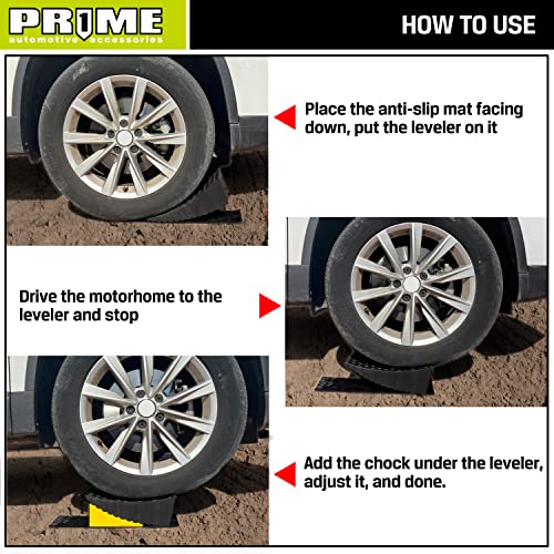 Prime 1 PR1ME Camper Leveler, 2 Pack RV Leveling Blocks, HDPE Curved Levelers,Include 2 Curved Levelers, 2 Chocks, 2 Anti-Slip Mats and Carrying Bag - Image 4